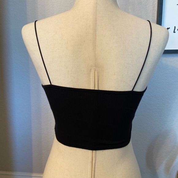 Urban Outfitters Black Ribbed Cutout Crop Tank size XS - Picture 3 of 10